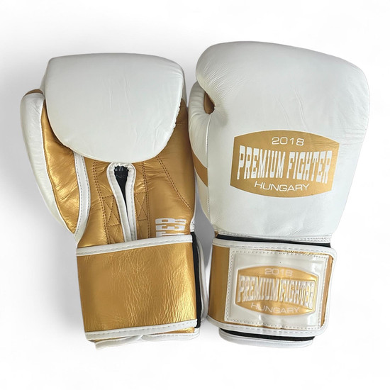 Premium Fighter - Hero PRO (fehér/arany) - Boxkesztyű - FULL GOLD PALM DESIGN